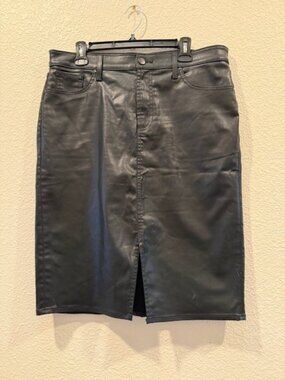 Chicos Coated Black Pencil Skirt